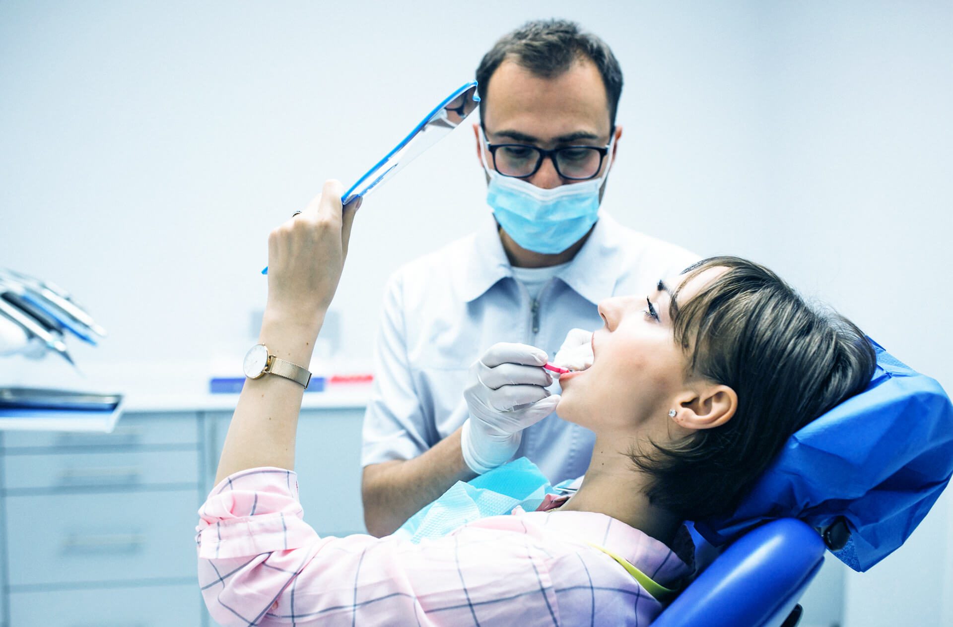 Lady having a root canal surgery